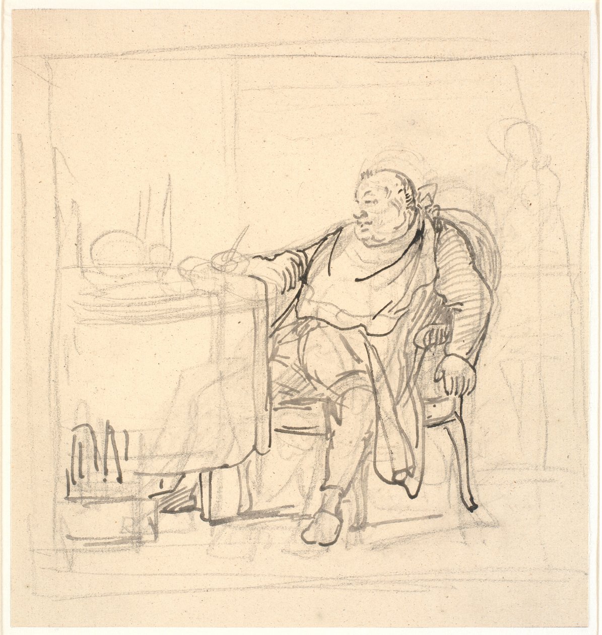 Un homme corpulent à la table du dîner - Wilhelm Marstrand