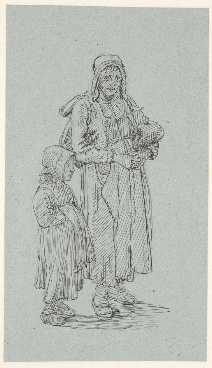 Vieille femme suédoise et petite fille - Wilhelm Marstrand