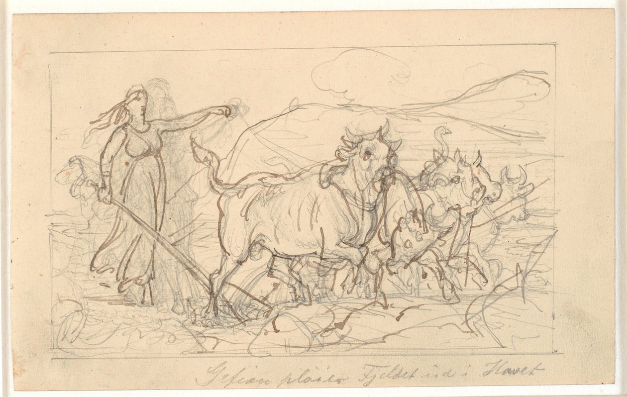"Gefion laboure la montagne dans la mer" - Wilhelm Marstrand