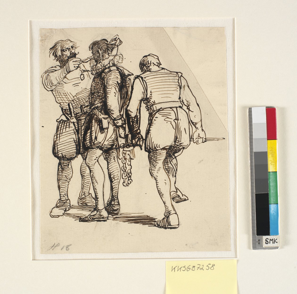 Groupe avec Rosenkrantz à droite sur le dessin mentionné ci-dessus (kksgb7257) - Wilhelm Marstrand