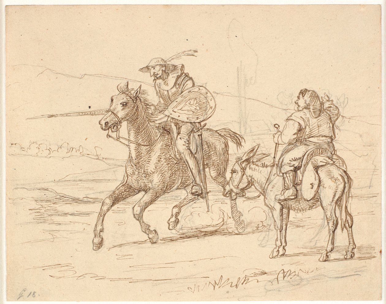 Tandis que Sancho regarde, Don Quichotte attaque - Wilhelm Marstrand