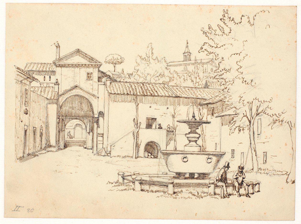 Cour romaine avec fontaine - Wilhelm Marstrand
