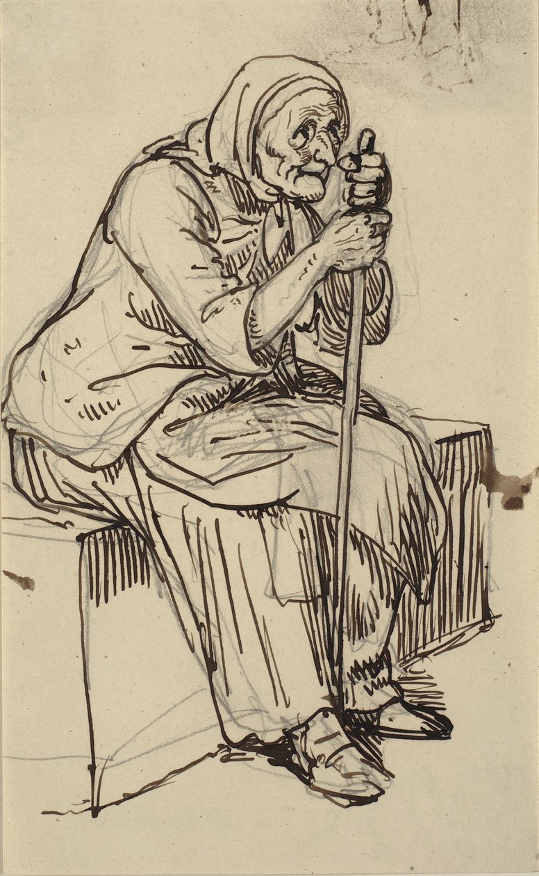 Vieille femme assise - Wilhelm Marstrand