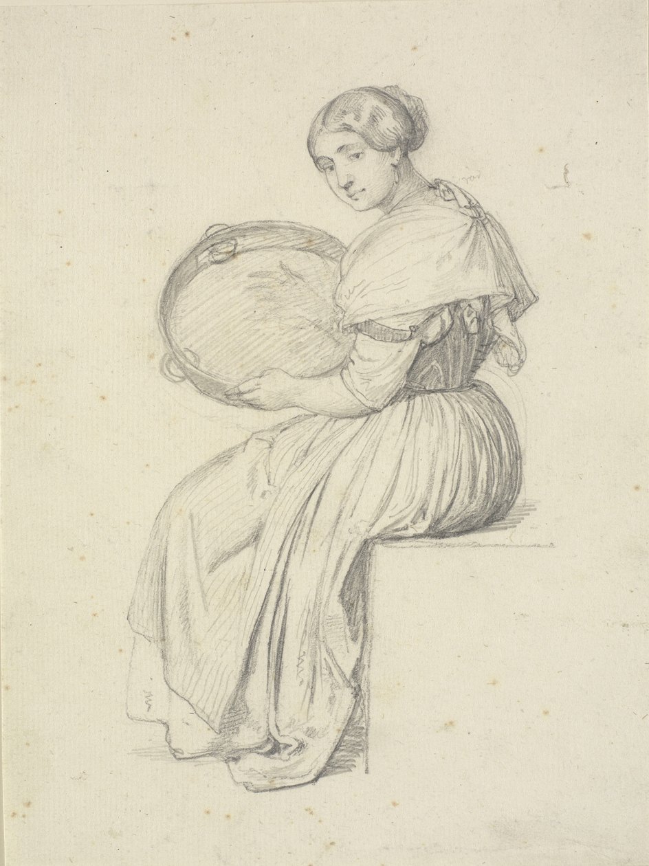 Femme assise avec un tambourin - Wilhelm Marstrand