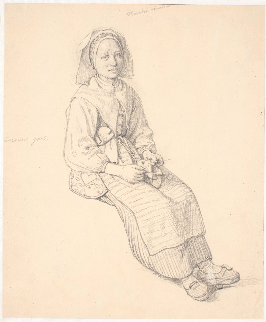 Femme suédoise assise avec du tricot - Wilhelm Marstrand