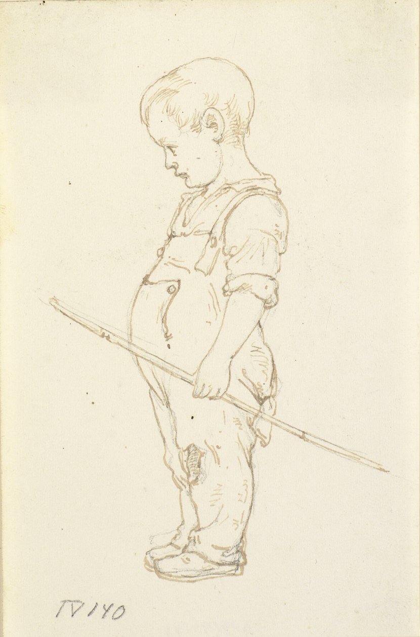 Petit garçon debout avec un bâton à la main - Wilhelm Marstrand