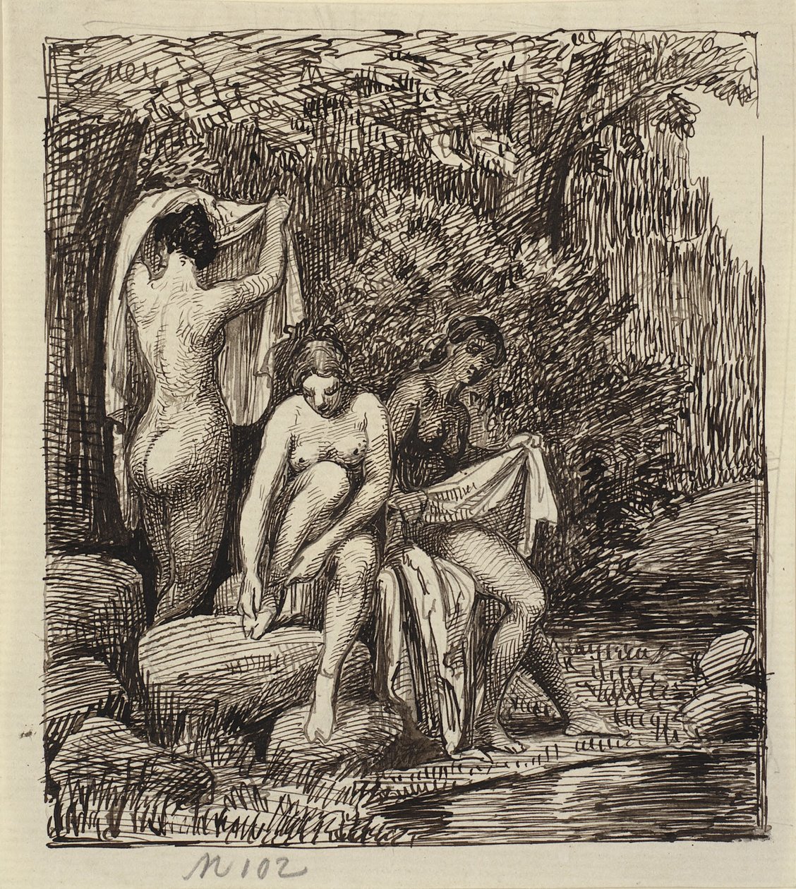 Trois femmes se baignant - Wilhelm Marstrand