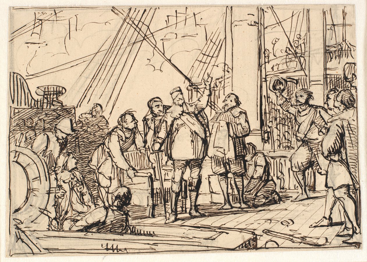 Esquisse pour la peinture dans la chapelle de Chr. 4 à Roskilde "Chr. 4 sur la Trinité" - Wilhelm Marstrand