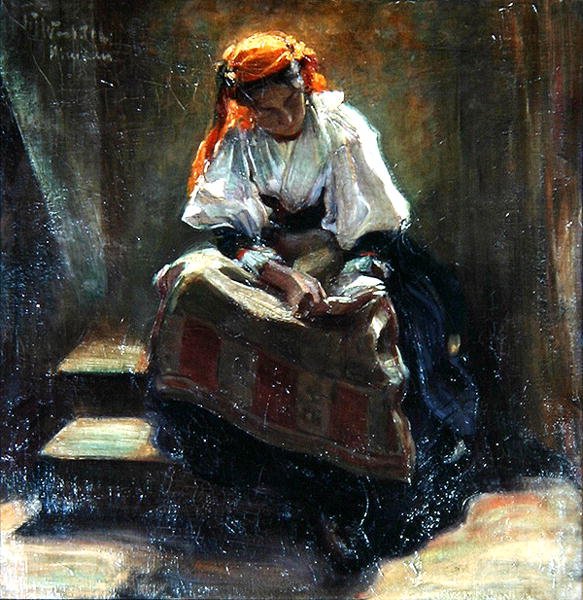 Fille avec un Livre, vers 1900 - Wilhelm Wachtel