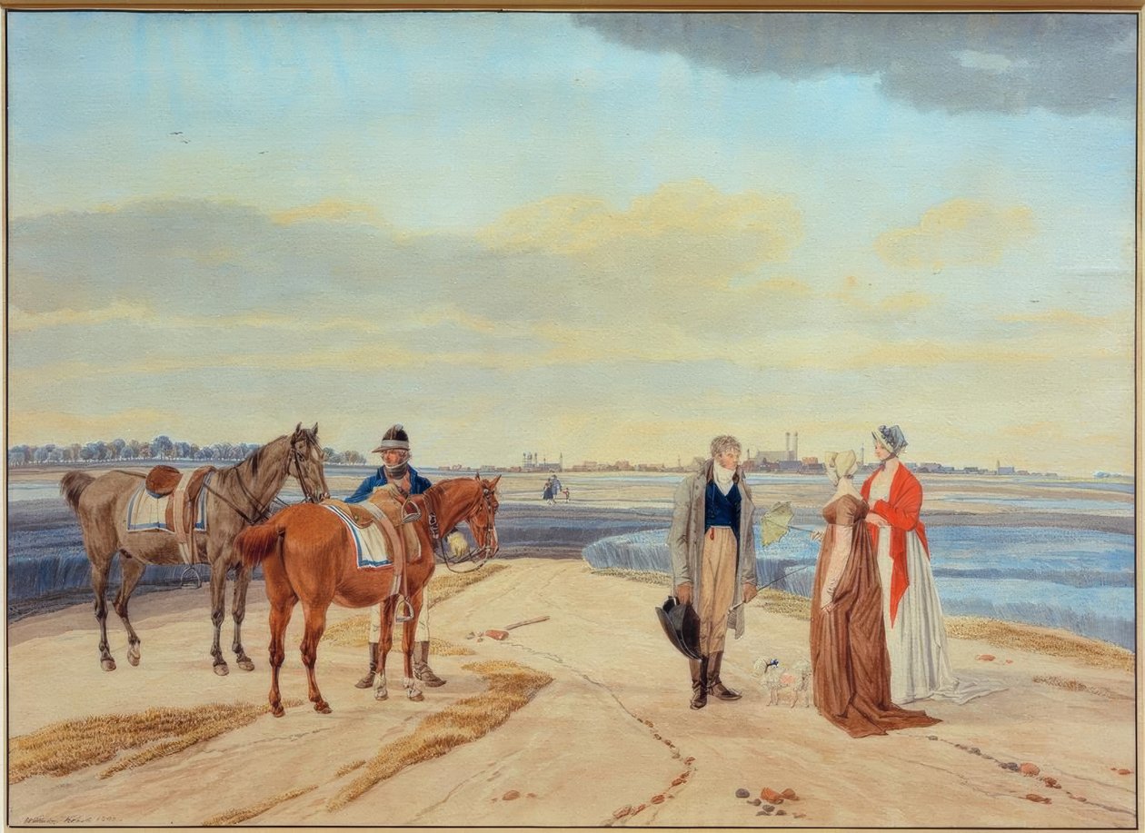 Cavaliers démontés avec deux dames devant Munich - Wilhelm von Kobell
