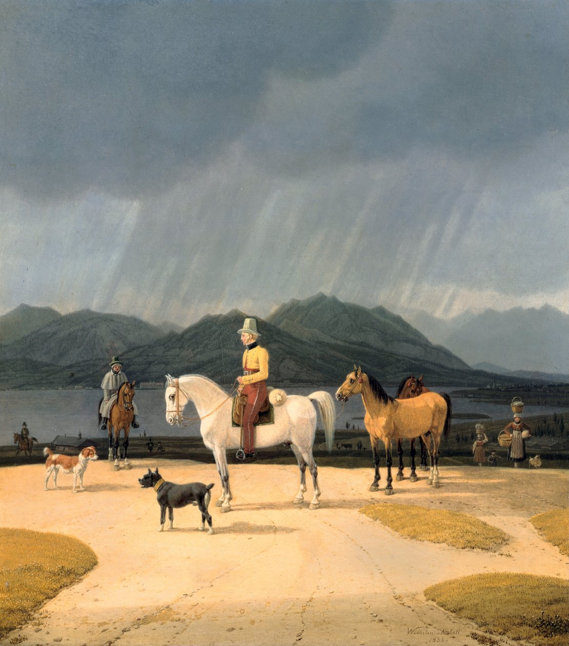 Allemand :  Reiter am Tegernsee Cavaliers au bord du lac Tegernsee - Wilhelm von Kobell