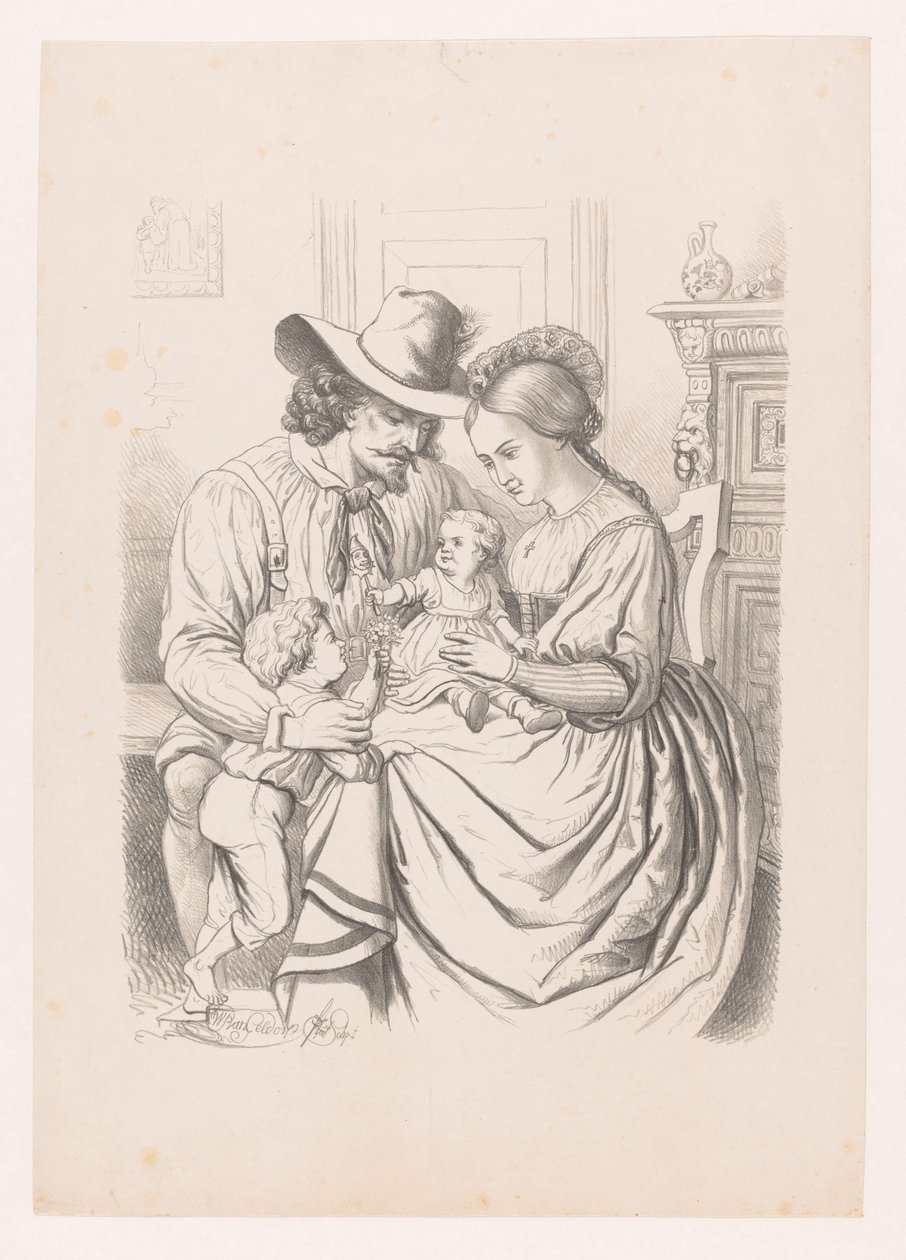 Famille avec jeunes enfants - Wilhelmus Petrus van Geldorp