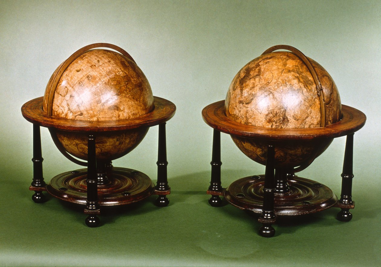 Paire de globes célestes et territoriaux de 12 pouces - Willem Janszoon Blaeu