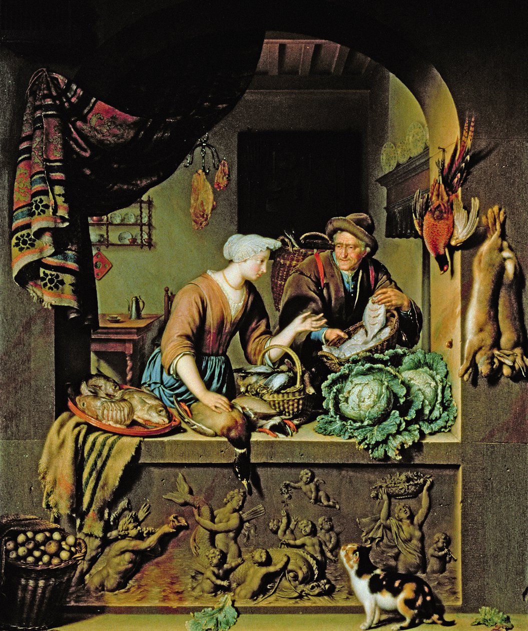 Une femme et un marchand de poissons, 1713 - Willem Van Mieris