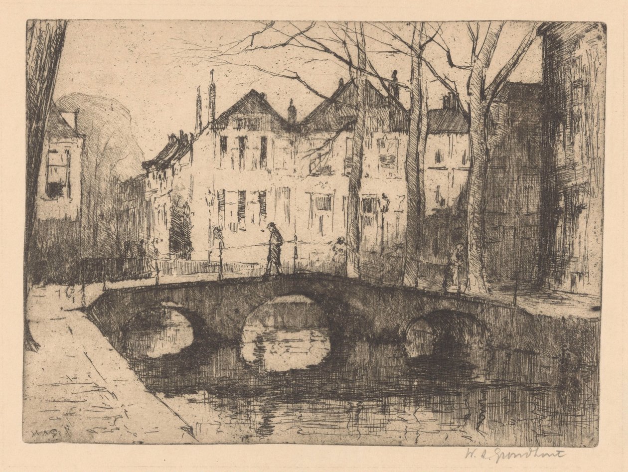 Smidswater à La Haye - Willem Adrianus Grondhout (signed by artist)