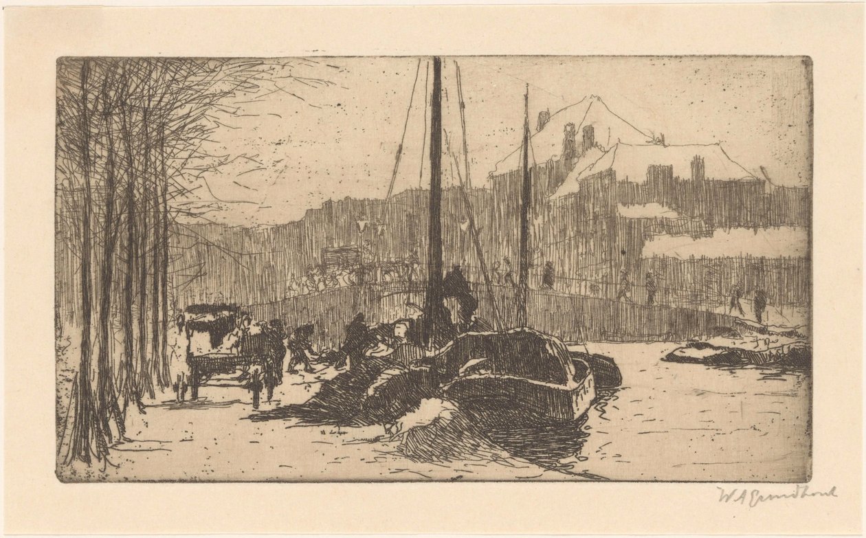 Neige en ville - Willem Adrianus Grondhout (signed by artist)
