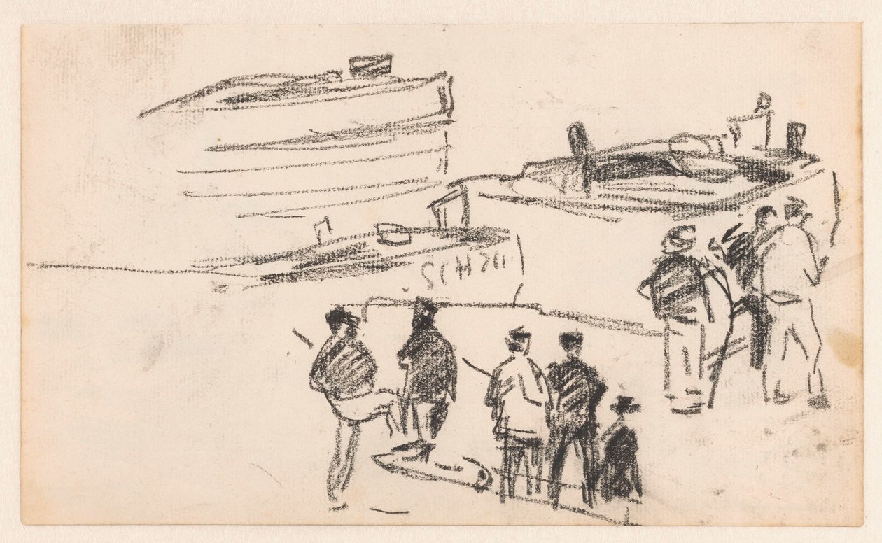 Marins à terre avec des navires en arrière-plan - Willem Bastiaan Tholen