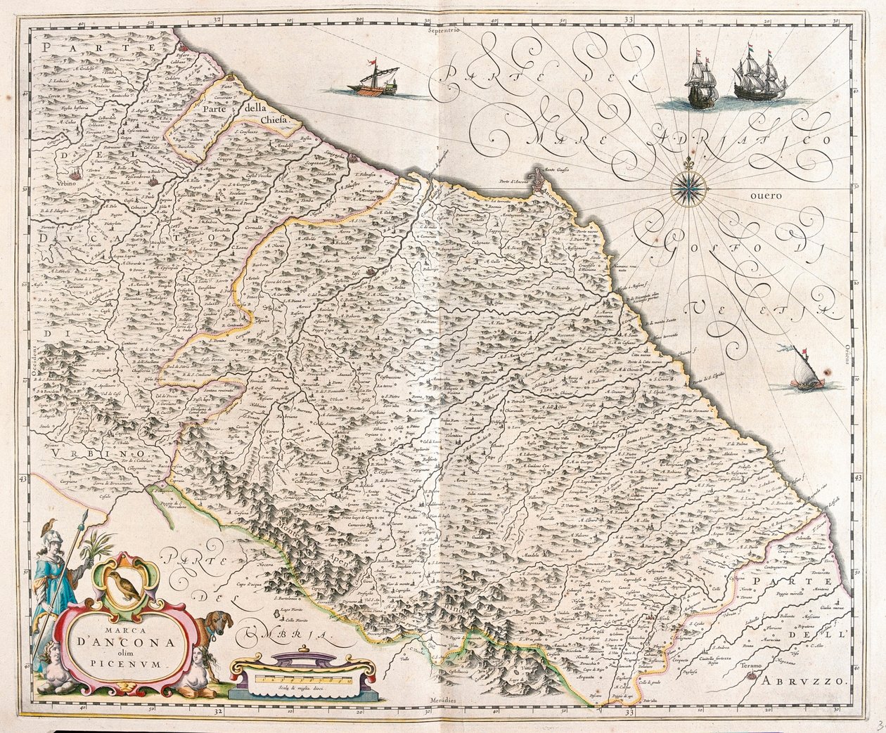 Ancône, Marches, Italie, dans "Theatrum Orbis Terrarum, sive Atlas Novus" de Willem Blaeu, Amsterdam - Willem Blaeu