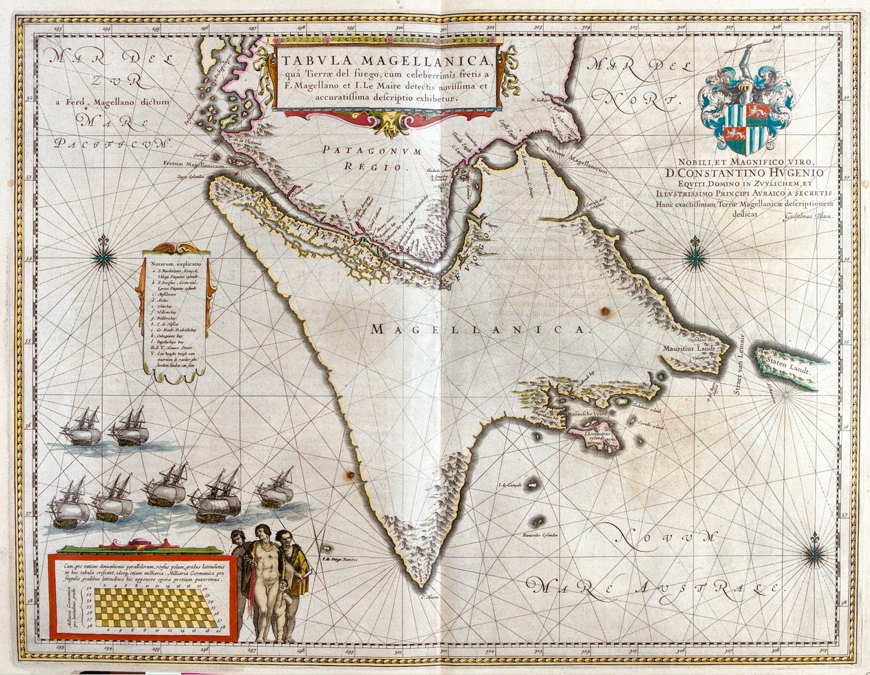 Argentine, Chili, détroit de Magellan, terre de Fuego, dans "Theatrum Orbis Terrarum, sive Atlas Novus" de Willem Blaeu, Amsterdam - Willem Blaeu