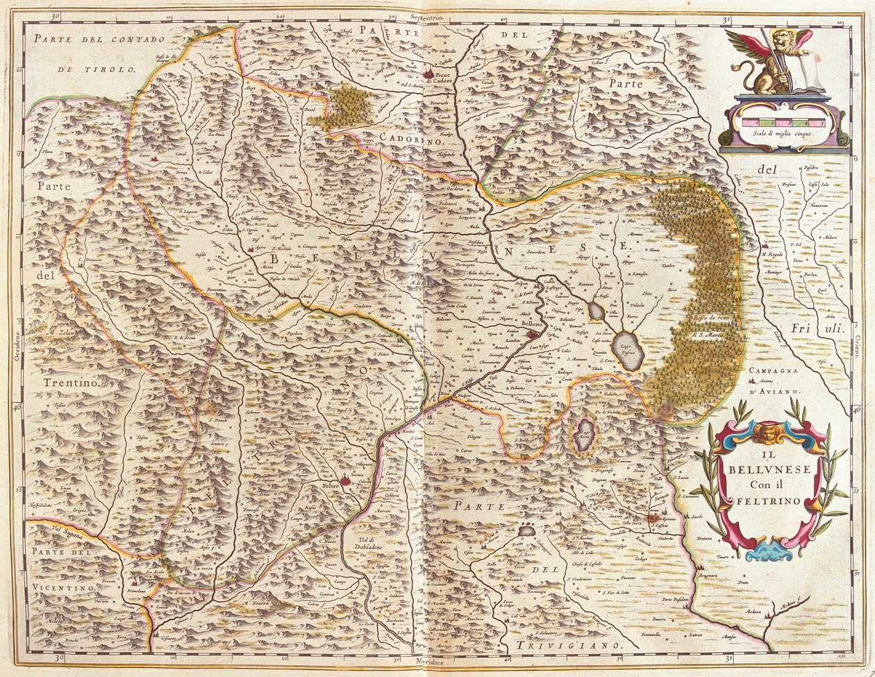 Belluno et Feltre, Italie, dans "Theatrum Orbis Terrarum, sive Atlas Novus" de Willem Blaeu, Amsterdam - Willem Blaeu