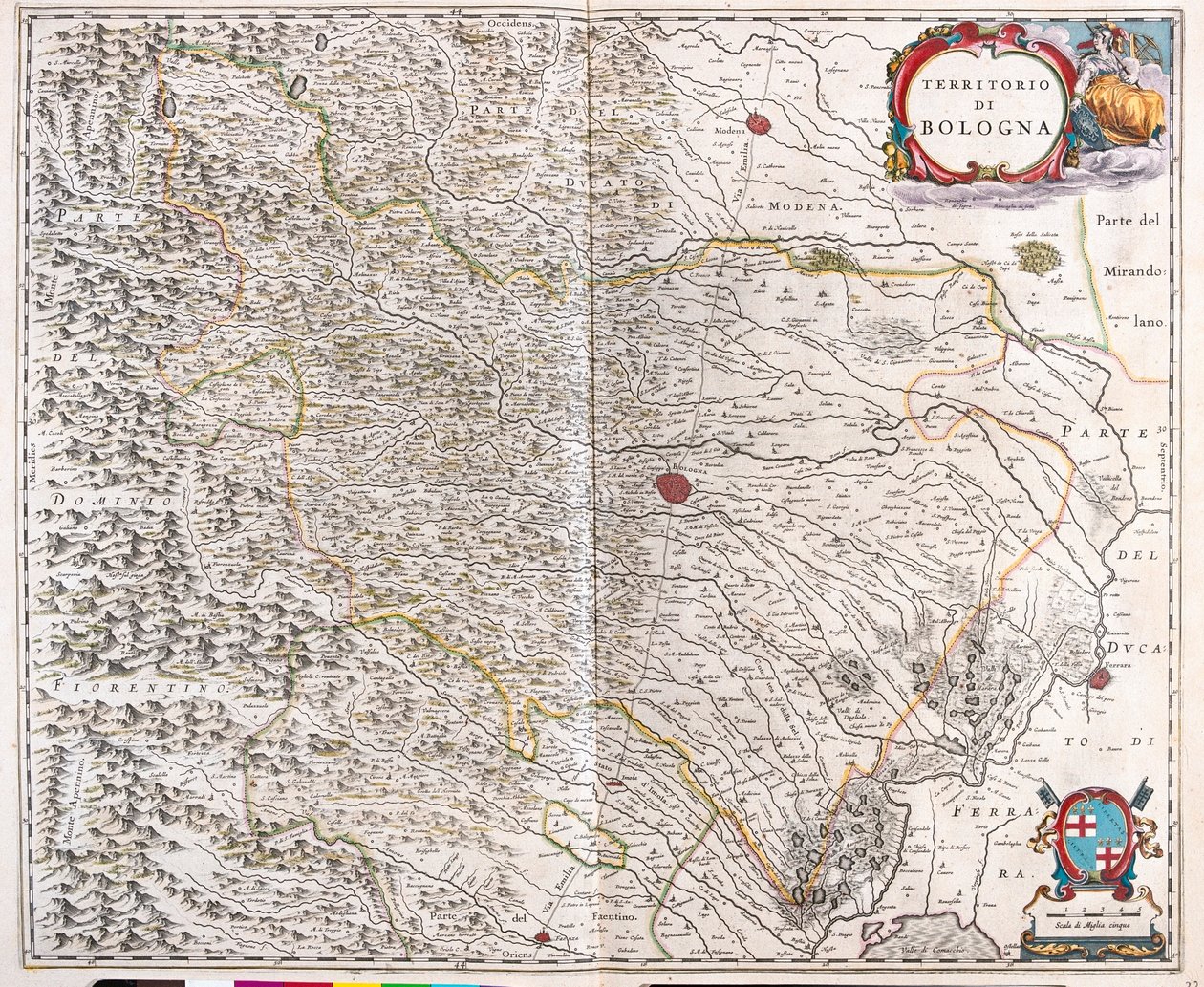 Bologne, Italie, dans "Theatrum Orbis Terrarum, sive Atlas Novus" de Willem Blaeu, Amsterdam - Willem Blaeu