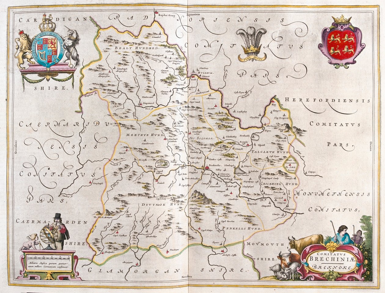 Breknoke, Wales, dans "Theatrum Orbis Terrarum, sive Atlas Novus" de Willem Blaeu, Amsterdam - Willem Blaeu