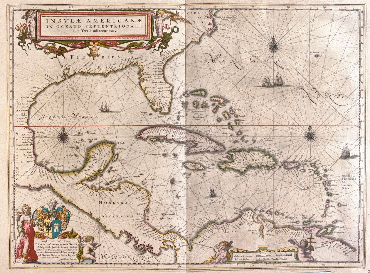 Caraïbes, Hounduras et Floride, dans "Theatrum Orbis Terrarum, sive Atlas Novus" de Willem Blaeu, Amsterdam - Willem Blaeu