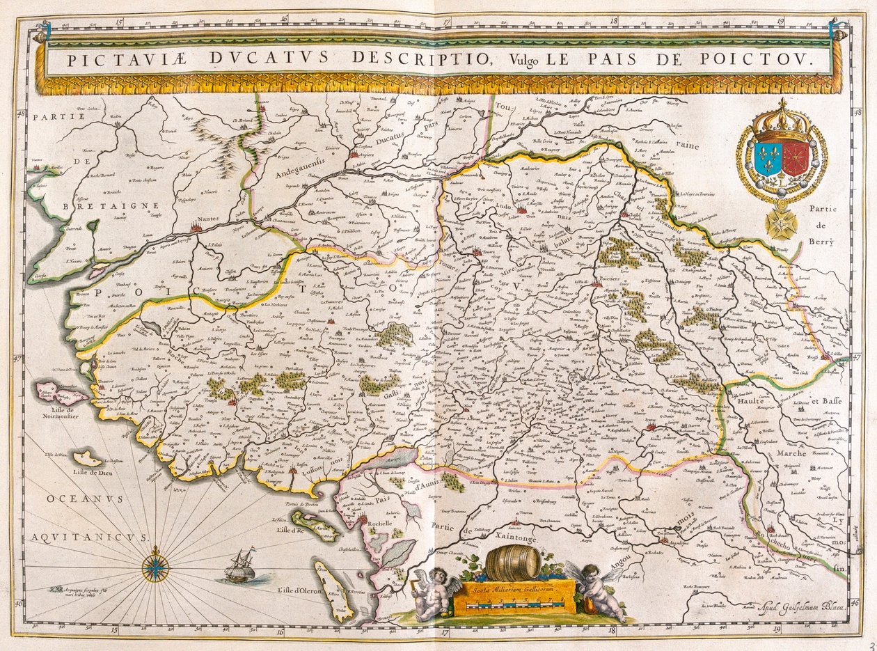 Littoral et villes de Nantes et de la Rochelle, dans "Theatrum Orbis Terrarum, sive Atlas Novus" de Willem Blaeu, Amsterdam - Willem Blaeu