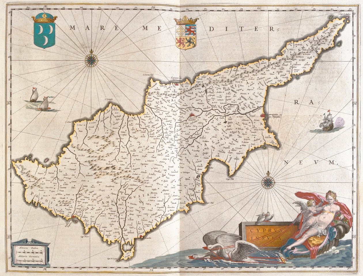 Chypre, dans "Theatrum Orbis Terrarum, sive Atlas Novus" de Willem Blaeu, Amsterdam - Willem Blaeu