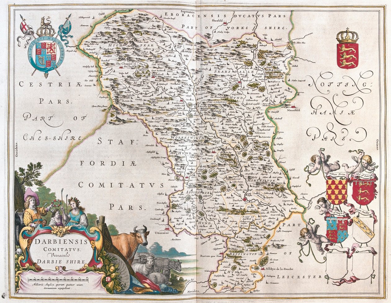 Darbieshire, dans "Theatrum Orbis Terrarum, sive Atlas Novus" de Willem Blaeu, Amsterdam - Willem Blaeu