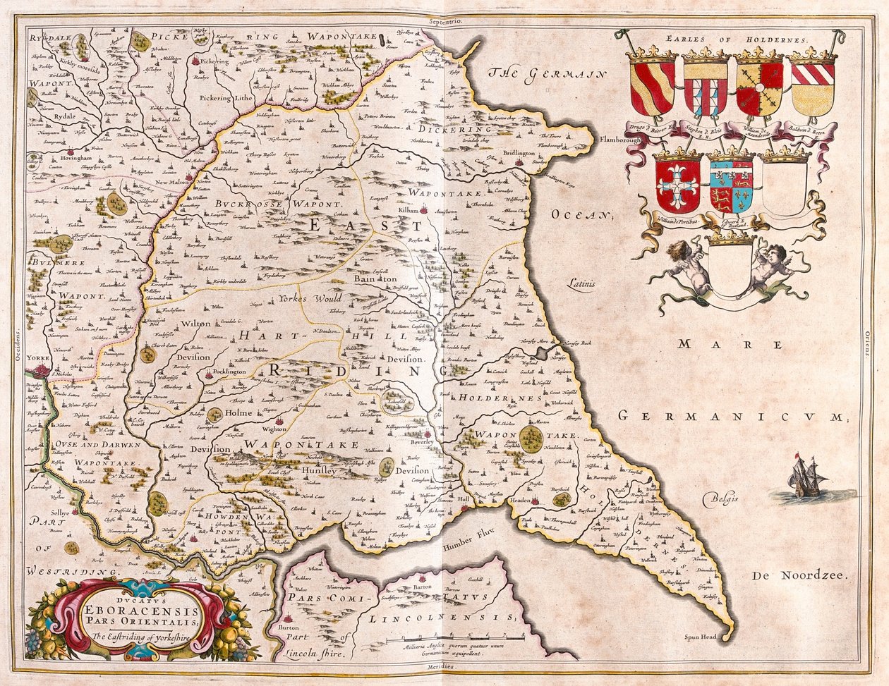 East riding of Yorkshire, dans "Theatrum Orbis Terrarum, sive Atlas Novus" de Willem Blaeu, Amsterdam - Willem Blaeu