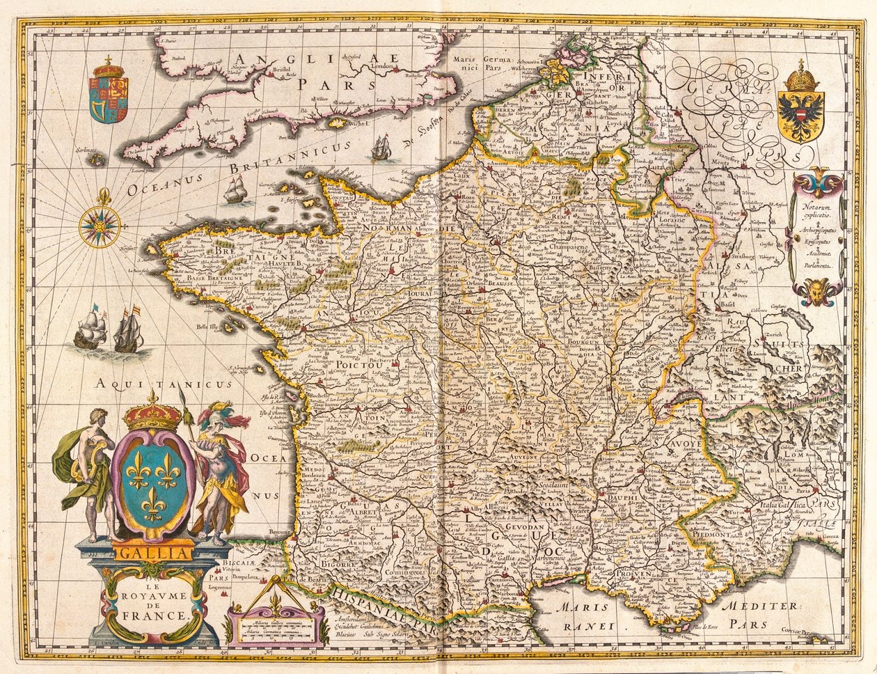 France, dans "Theatrum Orbis Terrarum, sive Atlas Novus" de Willem Blaeu, Amsterdam - Willem Blaeu