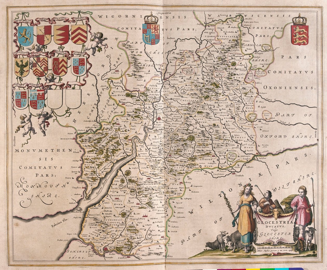 Glouchester, dans "Theatrum Orbis Terrarum, sive Atlas Novus" de Willem Blaeu, Amsterdam - Willem Blaeu