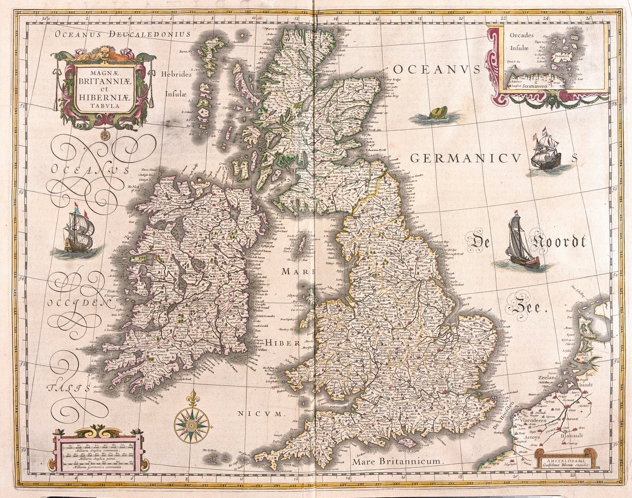 Irlande et Grande-Bretagne, dans "Theatrum Orbis Terrarum, sive Atlas Novus" de Willem Blaeu, Amsterdam - Willem Blaeu