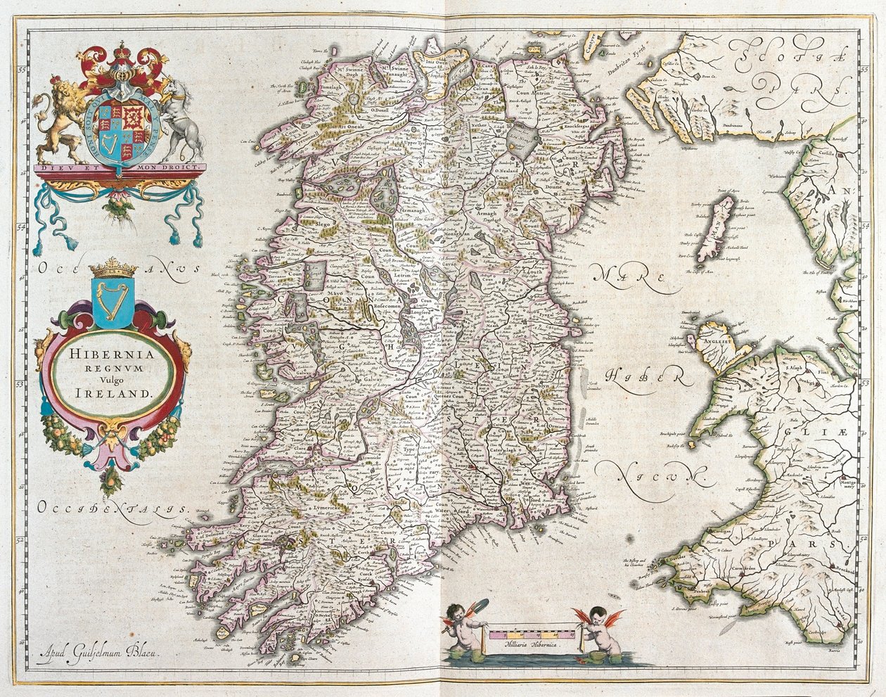 Irlande, dans "Theatrum Orbis Terrarum, sive Atlas Novus" de Willem Blaeu, Amsterdam - Willem Blaeu