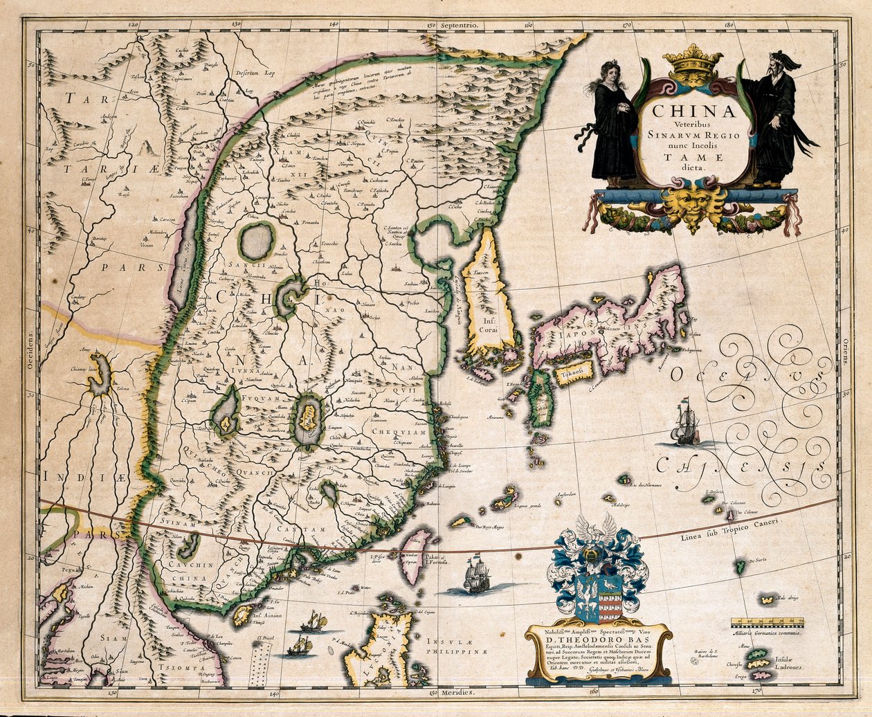 Carte de la Chine, du Japon et de la Corée (gravure) - Willem Blaeu