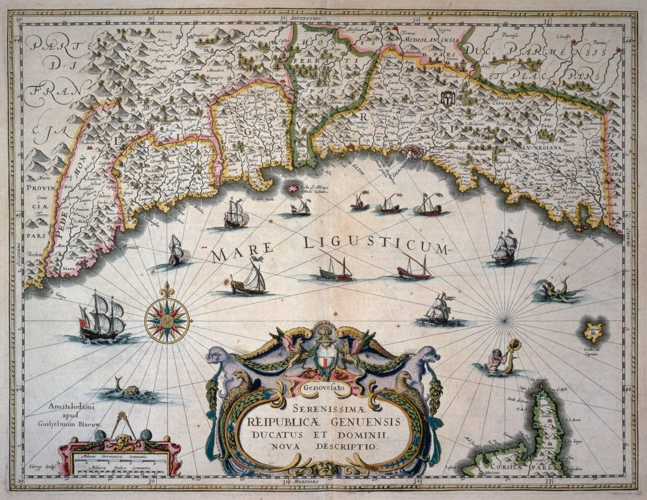 Carte de la République de Gênes, Italie - Willem Blaeu