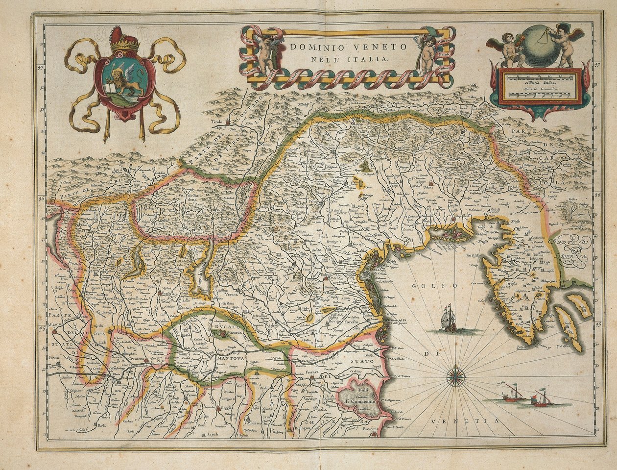 Carte du domaine vénitien, du Regionum Italiae par Willem Blaeu, gravure - Willem Blaeu