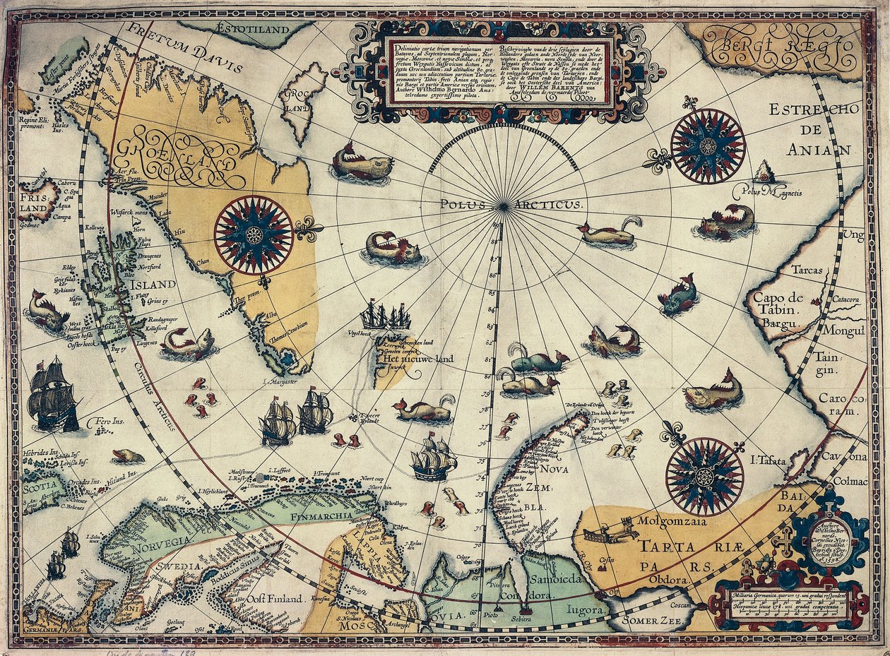 Carte des régions polaires, par le cartographe néerlandais Willem Janszoon Blaeu - Willem Blaeu