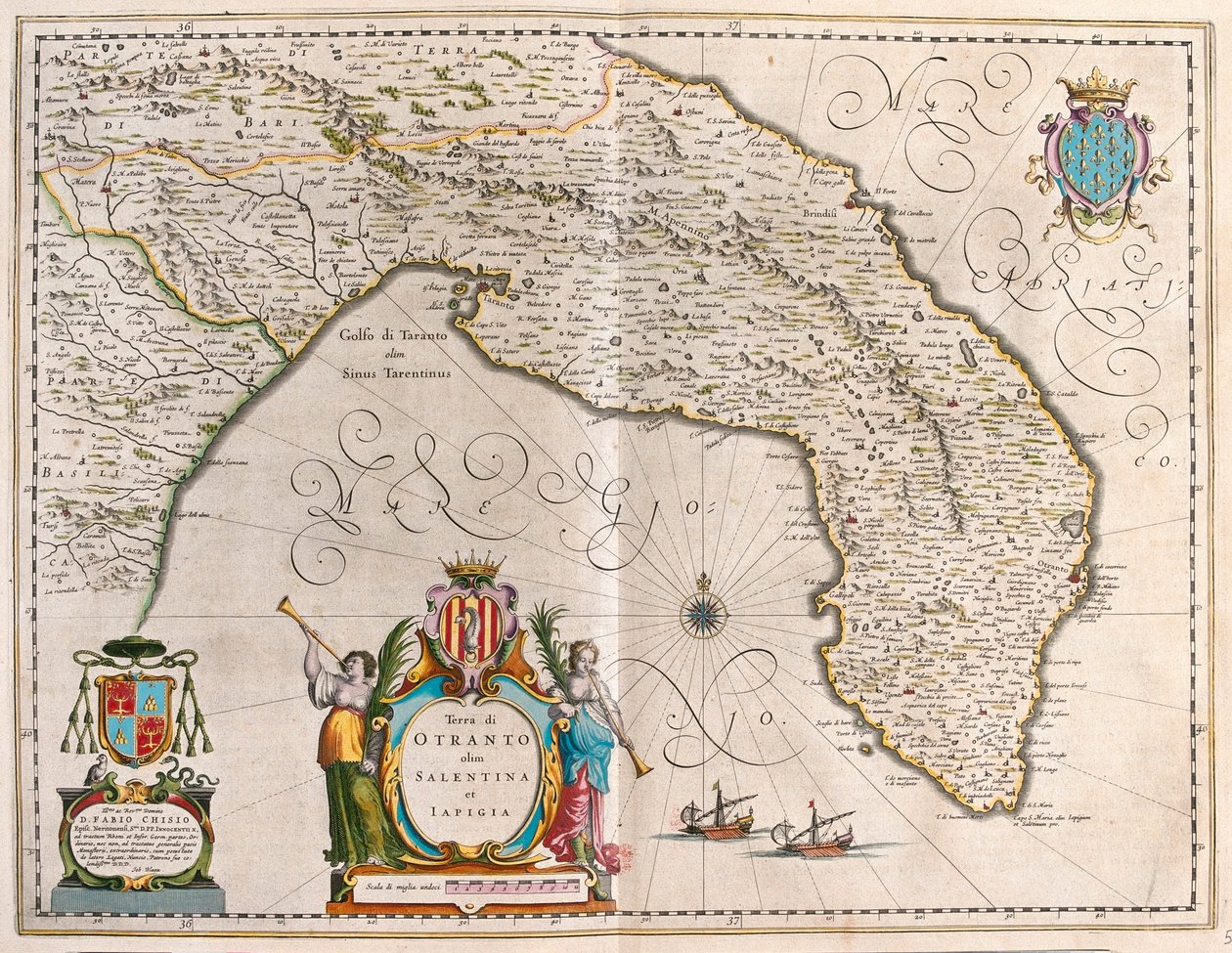 Otranto, Salento, Lecce, Puglia, Italie, dans "Theatrum Orbis Terrarum, sive Atlas Novus" de Willem Blaeu, Amsterdam - Willem Blaeu