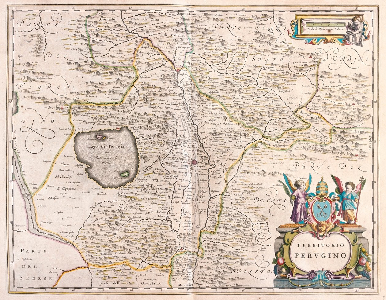 Pérouse, Italie, dans "Theatrum Orbis Terrarum, sive Atlas Novus" de Willem Blaeu, Amsterdam - Willem Blaeu