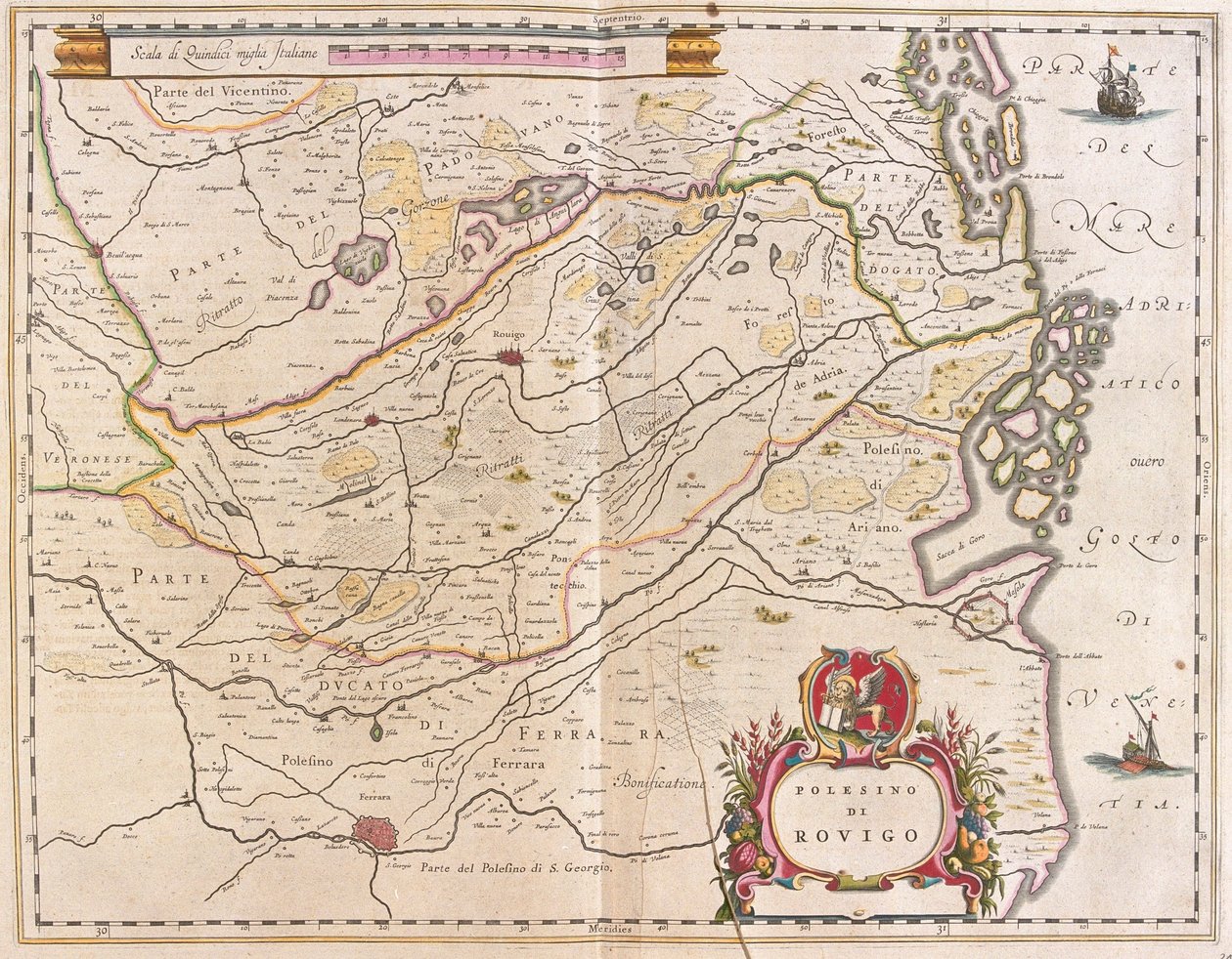 Rovigo, Italie, dans "Theatrum Orbis Terrarum, sive Atlas Novus" de Willem Blaeu, Amsterdam - Willem Blaeu