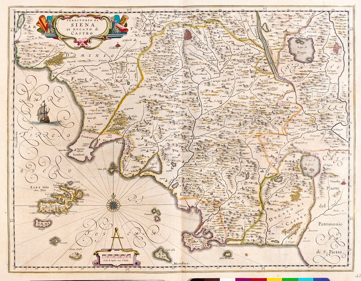 Sienne, Lazio, Italie, dans "Theatrum Orbis Terrarum, sive Atlas Novus" de Willem Blaeu, Amsterdam - Willem Blaeu