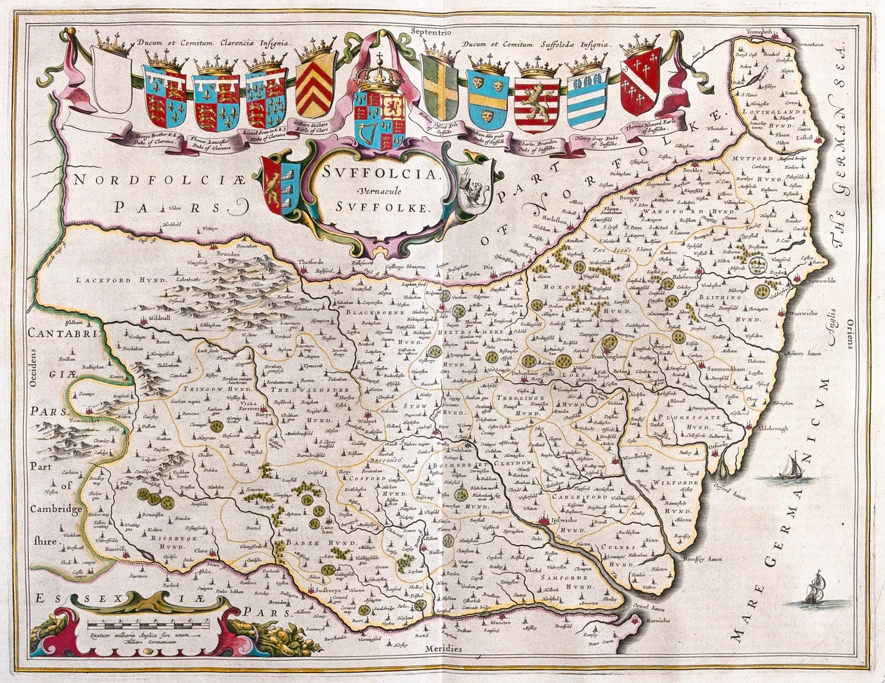 Suffolk, dans "Theatrum Orbis Terrarum, sive Atlas Novus" de Willem Blaeu, Amsterdam - Willem Blaeu