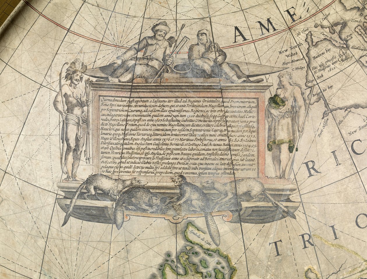 Globe terrestre au sol, détail de Cartouche, c.1650 - Willem Blaeu