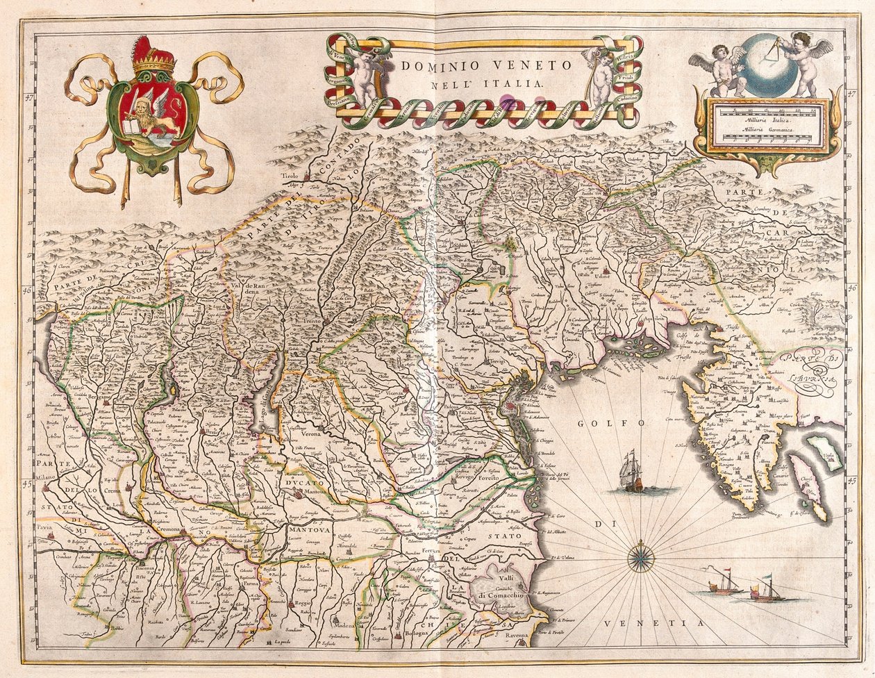 Terriorie de Vénétie et Terviso, Italie, dans "Theatrum Orbis Terrarum, sive Atlas Novus" de Willem Blaeu, Amsterdam - Willem Blaeu