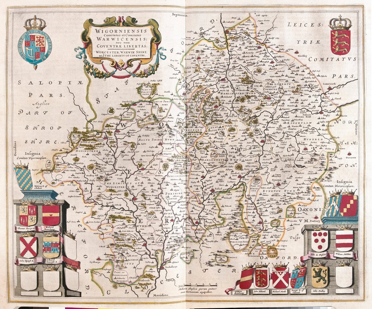 Worcestershire, warwikshire, dans "Theatrum Orbis Terrarum, sive Atlas Novus" de Willem Blaeu, Amsterdam - Willem Blaeu
