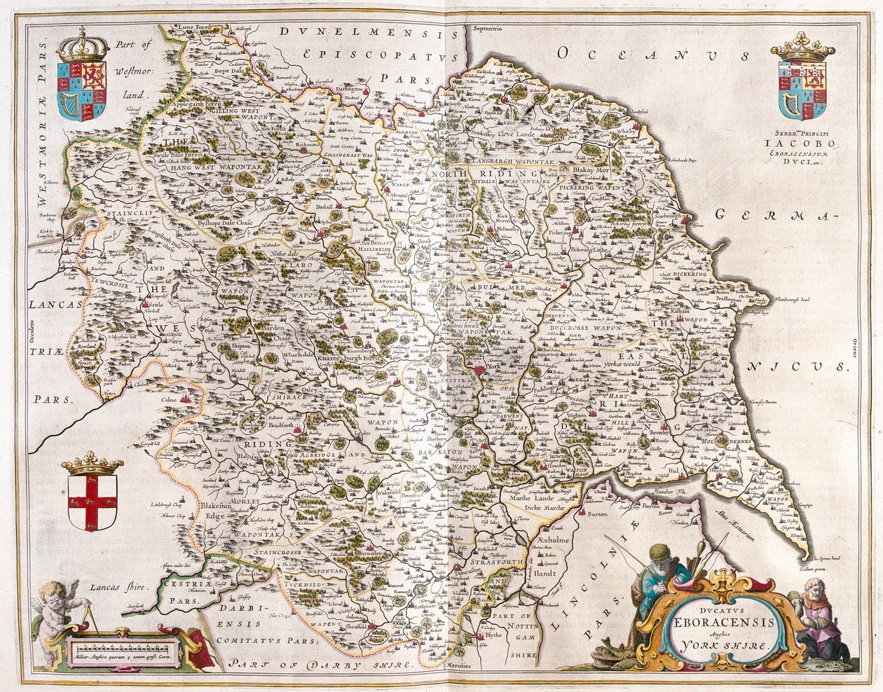 Yorkshire, dans "Theatrum Orbis Terrarum, sive Atlas Novus" de Willem Blaeu, Amsterdam - Willem Blaeu