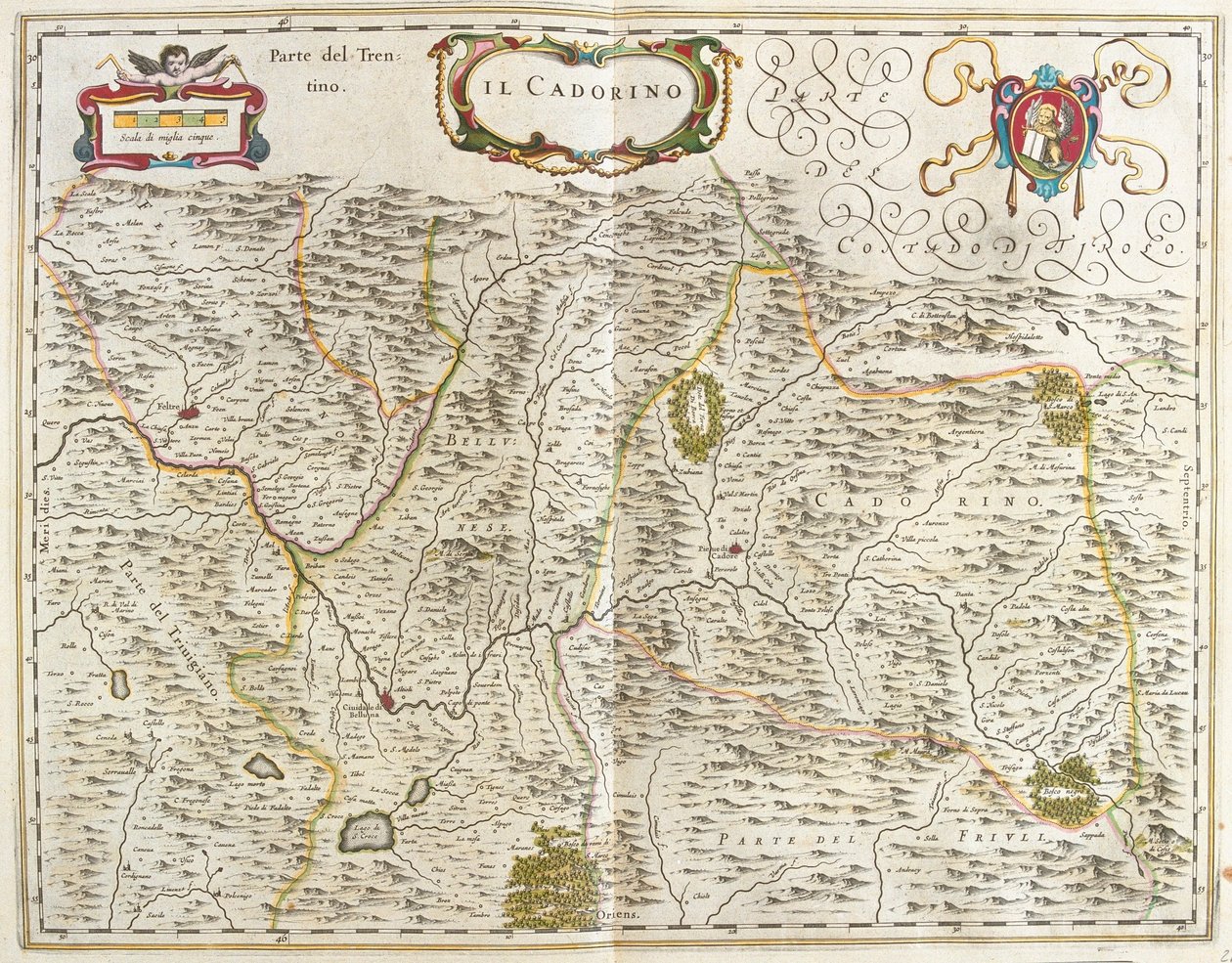 il Cadore (veneto) Italie, dans "Theatrum Orbis Terrarum, sive Atlas Novus" de Willem Blaeu, Amsterdam - Willem Blaeu