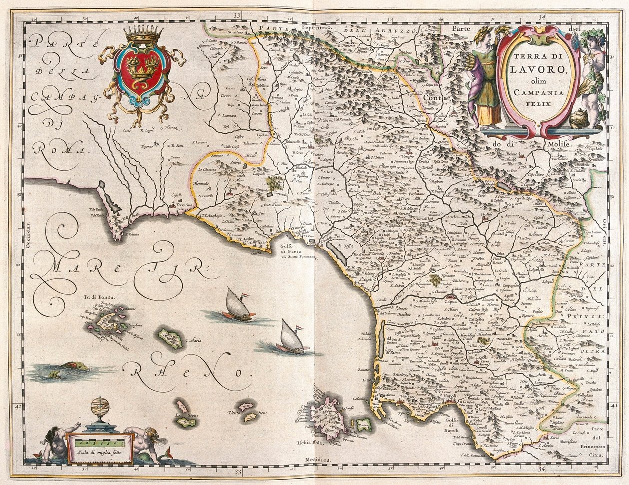 région de Campanie, Italie, dans "Theatrum Orbis Terrarum, sive Atlas Novus" de Willem Blaeu, Amsterdam - Willem Blaeu